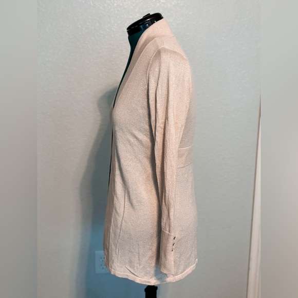 White House Black Market Cream Gold Open Cardigan - Picture 5 of 10